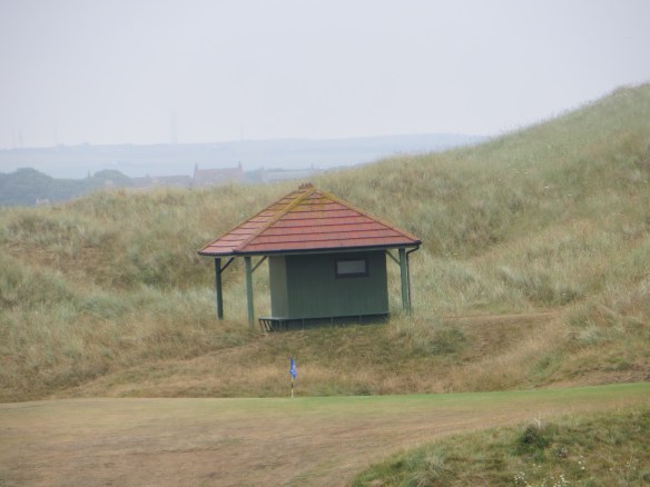 You can barely make out the flag in front of your target off the blind 16th.