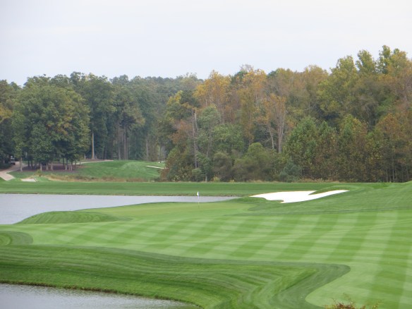 The finishing hole finally brings the lake into play...in a big way.