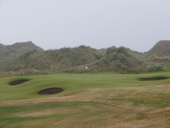 The green at the Par 3 12th is protected by it's own contour...the nasty bunkers are an extra.