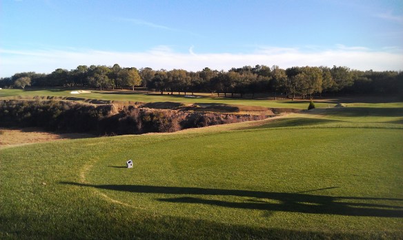 The top of the cork screw from the teeing ground on the par 5 14th