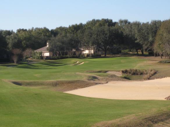 The use of large sand waste area on the 11th obviates the need for a water hazard