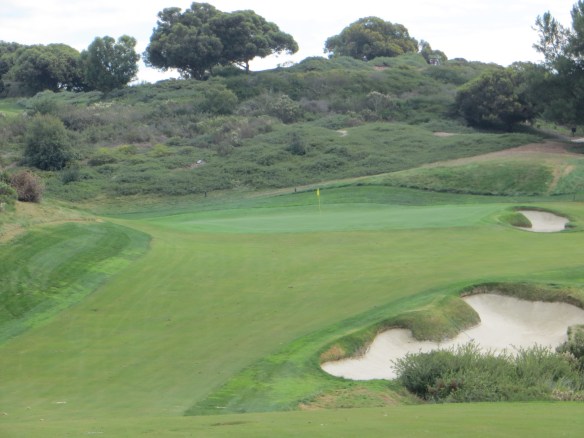A steep uphill approach with a long club on #9 brings Pine Valley to mind